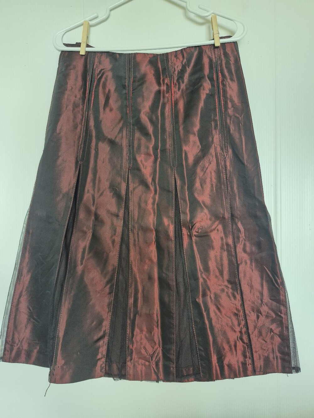 DKNY Metallic Burgundy A-Line Skirt